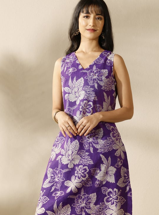 LIBAS Floral Print A-Line Kurta Set