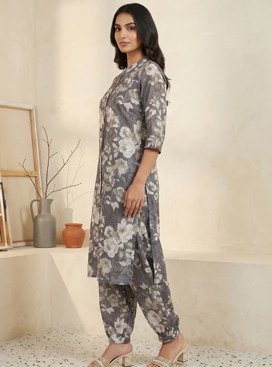 AURELIA Floral Print Straight Kurta Set