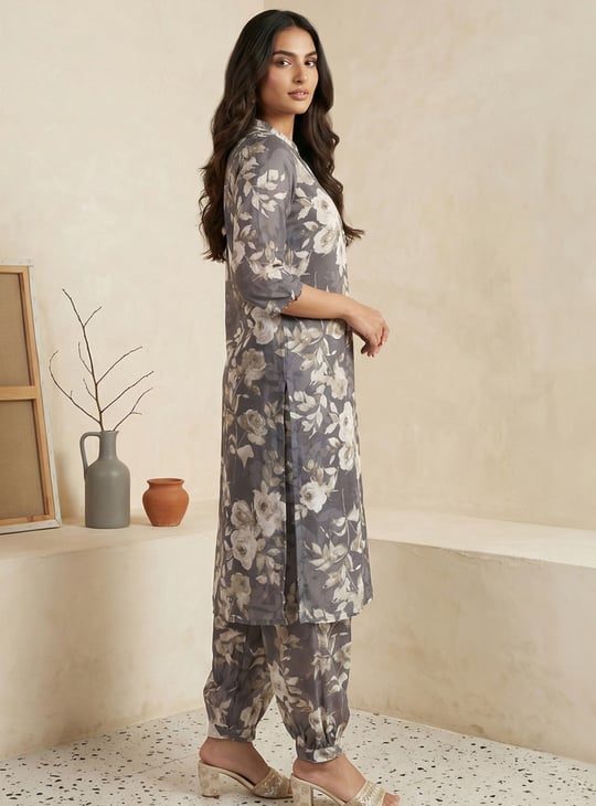 AURELIA Floral Print Straight Kurta Set