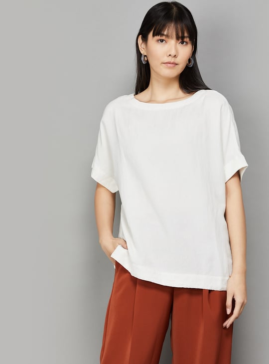 VAN HEUSEN Solid Extended Sleeve Top