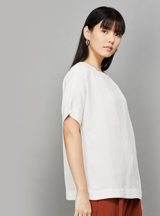 VAN HEUSEN Solid Extended Sleeve Top