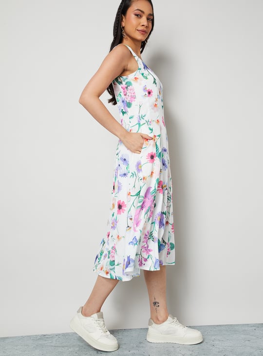 COLOUR ME Floral Print Midi Dress