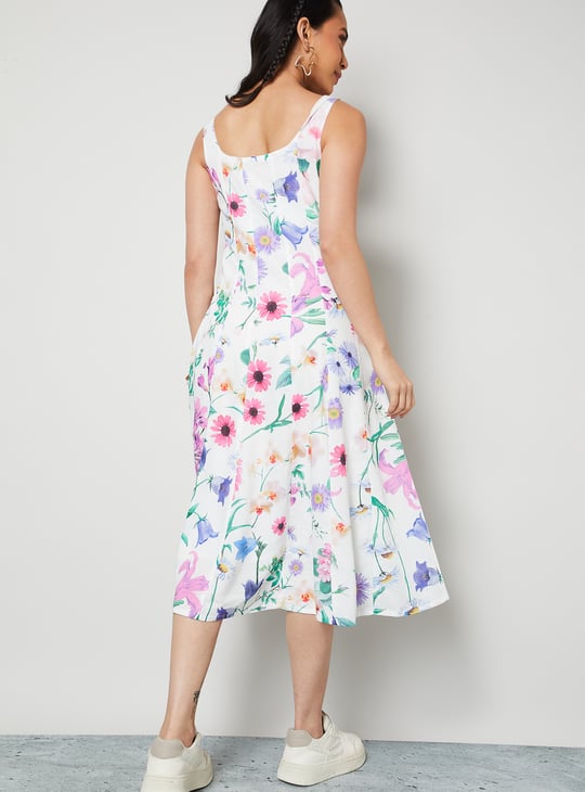 COLOUR ME Floral Print Midi Dress