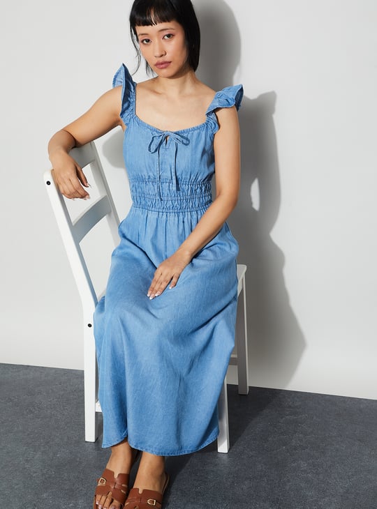 ginger denim dress Ginger Satin Empire Line Maxi Dress