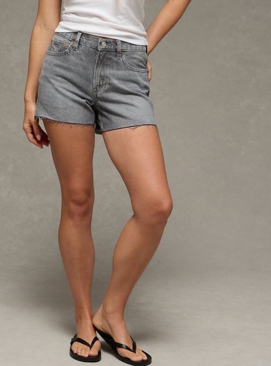AMERICAN EAGLE Solid Denim Shorts