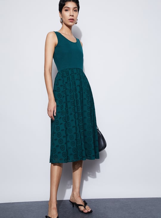 CODE Schiffli Scoop Neck A-Line Dress CODE Schiffli Scoop Neck A-Line Dress