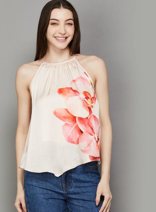 AND Halter Neck Floral Print Top