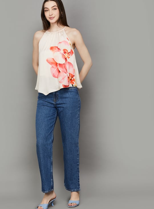 AND Halter Neck Floral Print Top