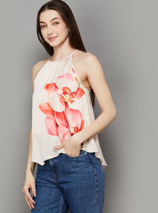 AND Halter Neck Floral Print Top