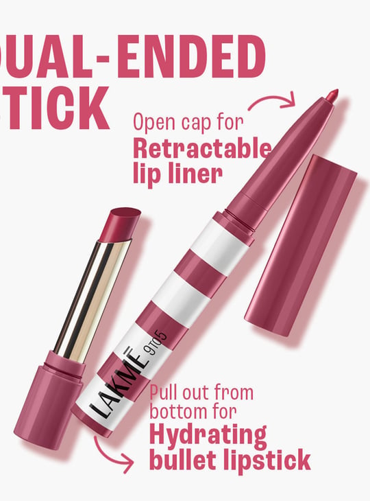 LAKME 9to5 Hya Matte Beach Edit 2in1 Lipstick + Liner - Vacation Pink