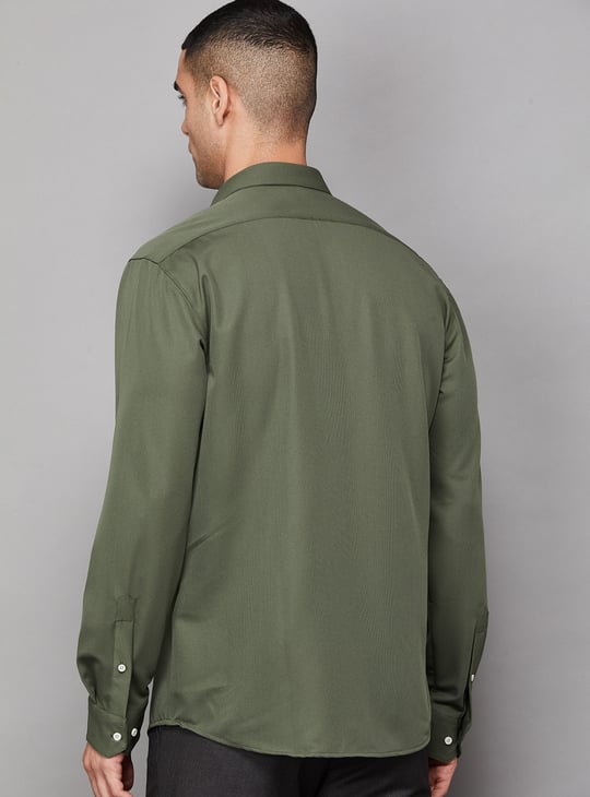 VAN HEUSEN Solid Slim Fit Formal Shirt | Green VAN HEUSEN Solid Slim Fit Formal Shirt | Green