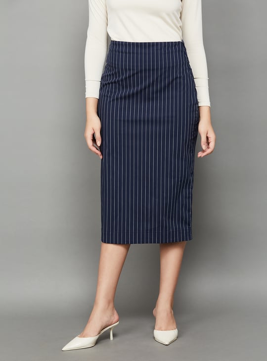 AND Striped Pencil Skirt