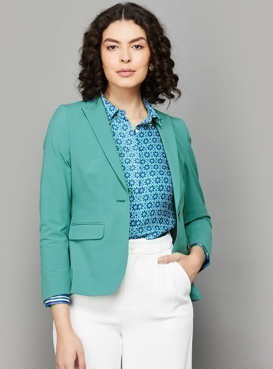 VAN HEUSEN Solid Single Breasted Blazer