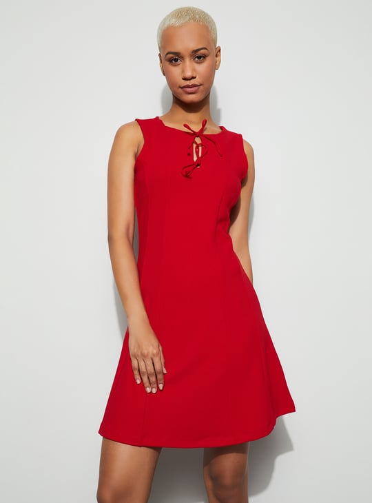 GINGER Bow Tie-Up A-line Dress