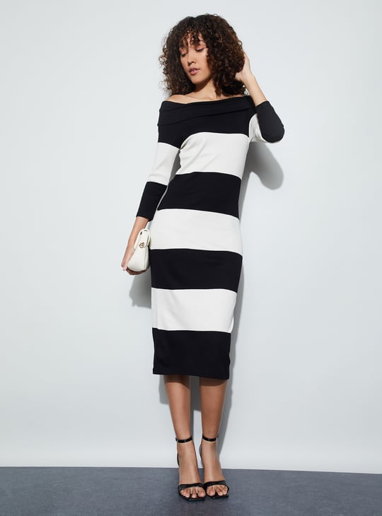 princess polly baby blue dress Rainbow Striped Hollow Out Off Shoulder Bodycon Dress Without Liner