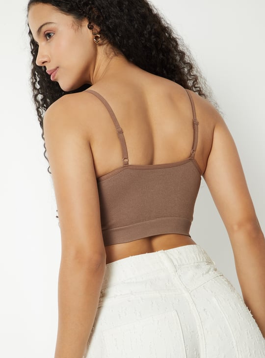 Women Ribbed Lace Inserts Corset Bra - Pack of 2