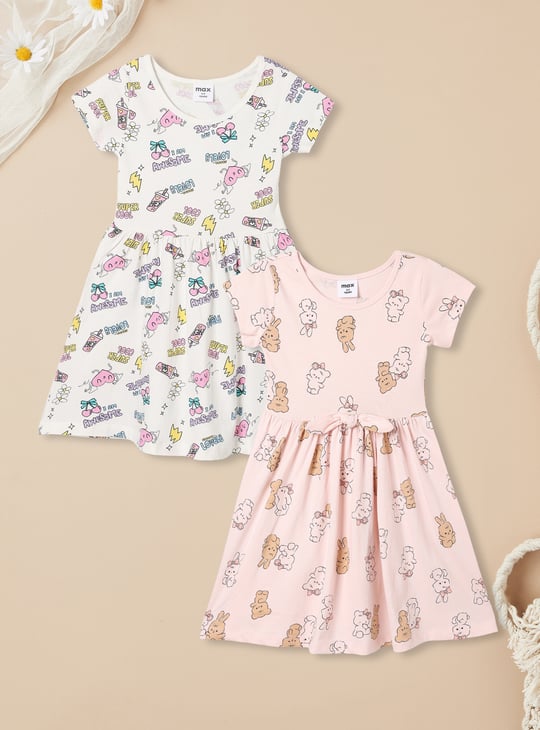 Girls Printed Dress - Pack of 2