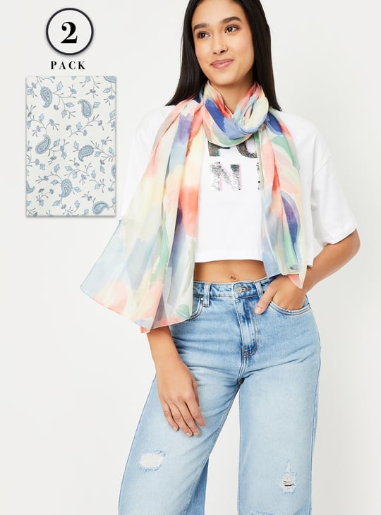 Women Printed Scarves - Pack of 2