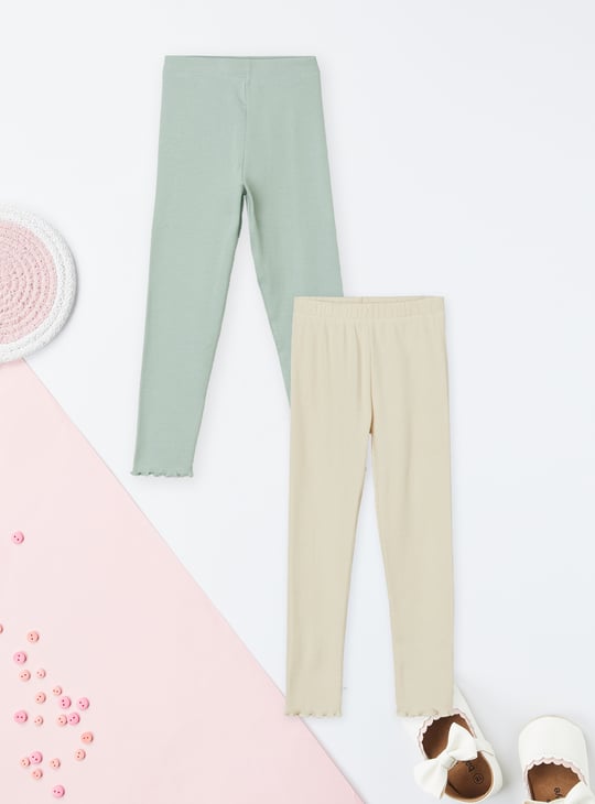 Girls Ribbed Leggings - Pack of 2