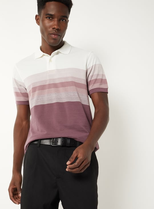 Men Striped Slim Fit Polo T-shirt