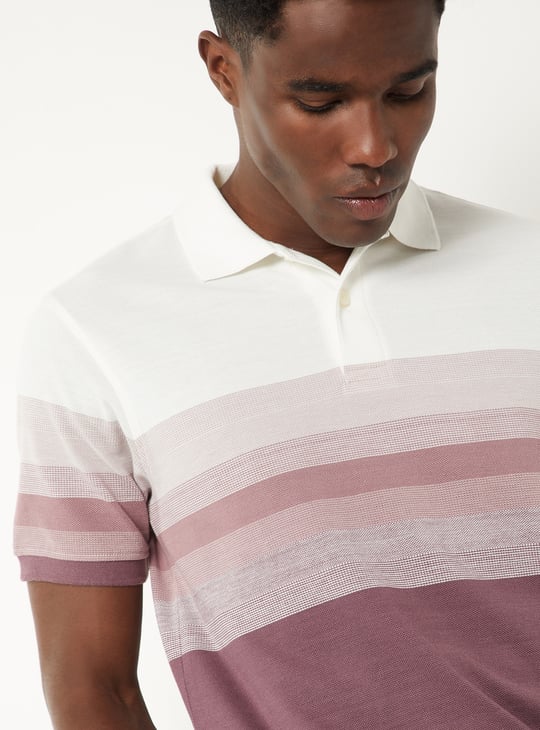 Men Striped Slim Fit Polo T-shirt