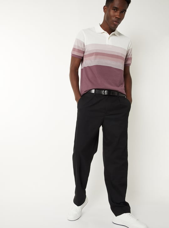 Men Striped Slim Fit Polo T-shirt