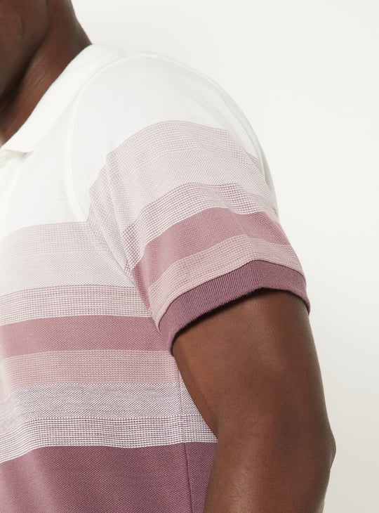 Men Striped Slim Fit Polo T-shirt