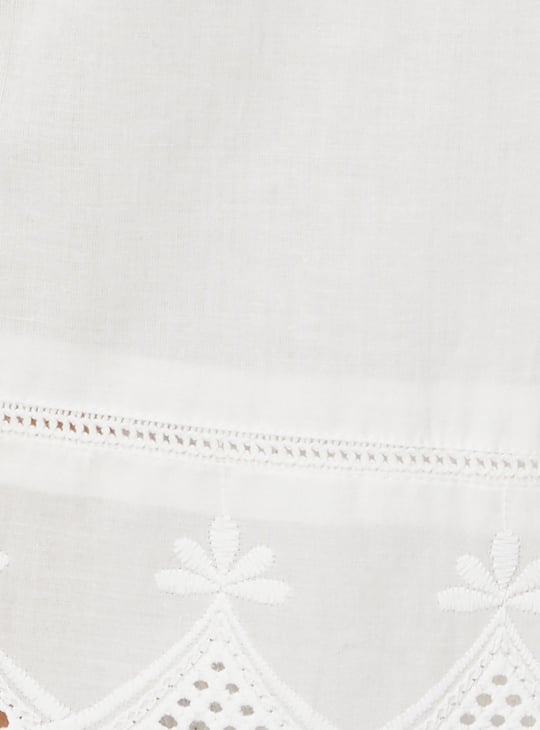 Women Embroidered Palazzos with Scalloped Hem