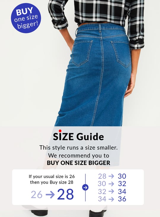 Women Washed Denim Skirt