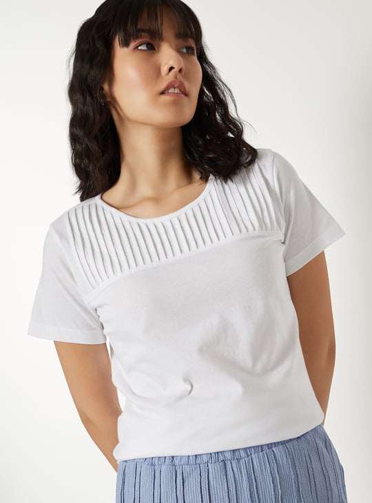 2023SS lady yoke top ホワイト Women Pintuck Yoke T-shirt | White | T-shirts