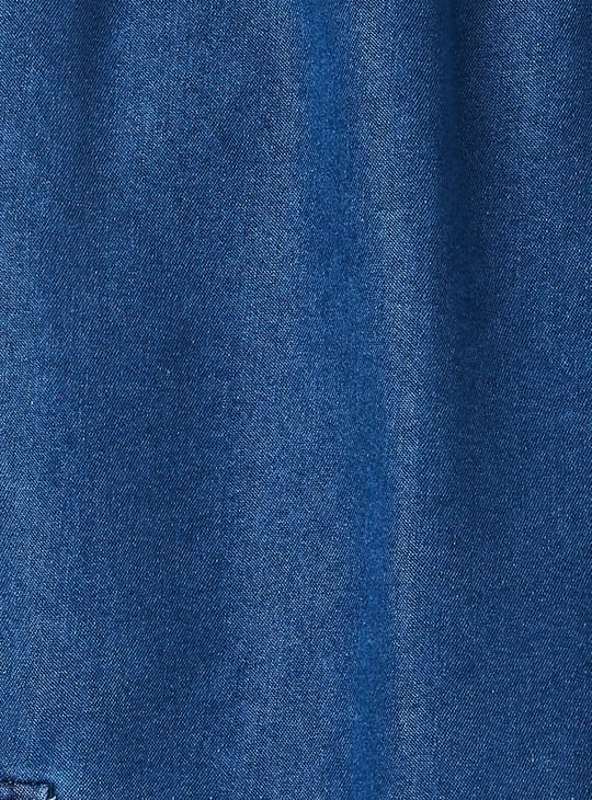 Girls Solid Denim Cargo Joggers