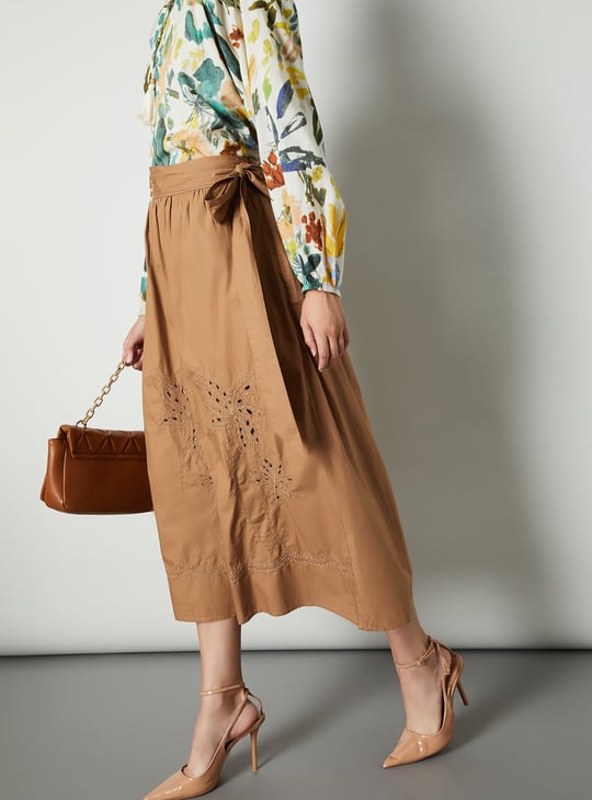 Women Embroidered Midi Skirt