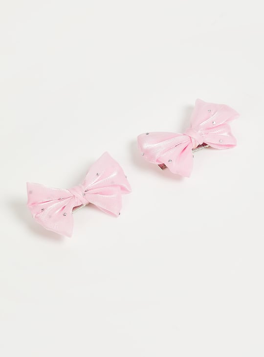 Girls Embellished Bow Alligator Hair Clip - Pack of 2