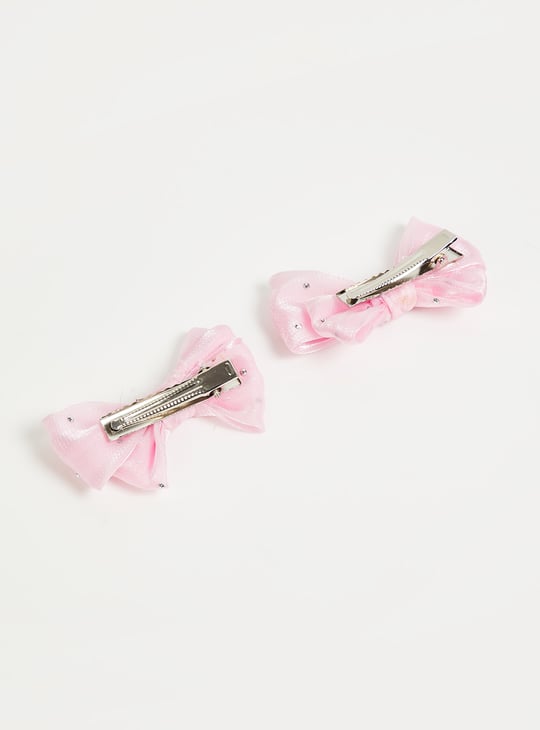 Girls Embellished Bow Alligator Hair Clip - Pack of 2