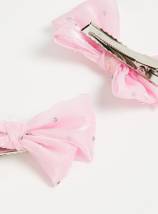 Girls Embellished Bow Alligator Hair Clip - Pack of 2