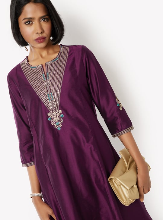 Women Embroidered A-line Kurta Set