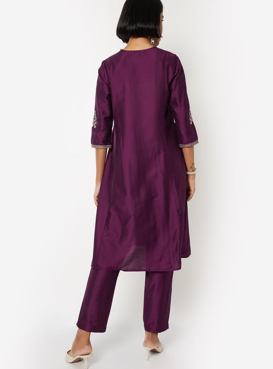 Women Embroidered A-line Kurta Set