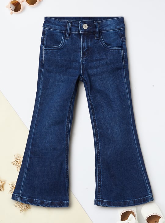 Girls Washed Flared Jeans