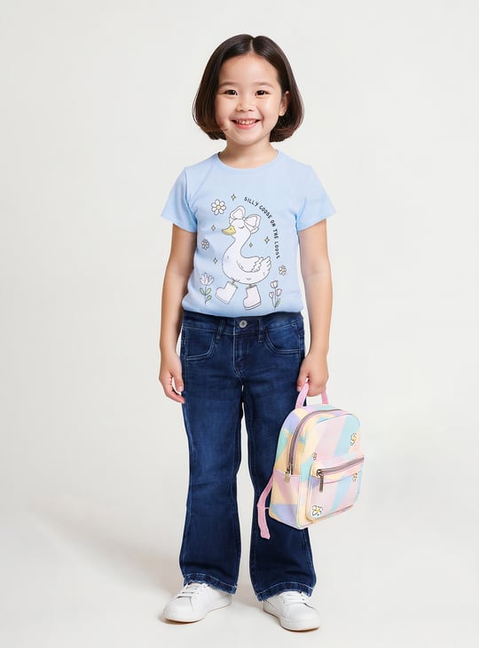Girls Washed Flared Jeans