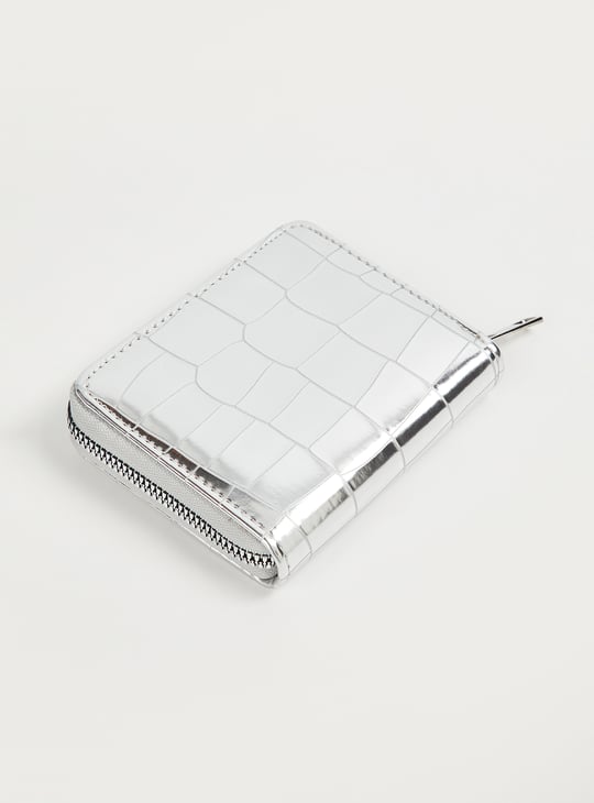 Buy Women Metallic Embossed Zip-Around Wallet Online at just Rs