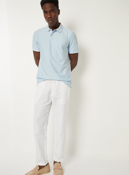 Men Striped Polo T-shirt
