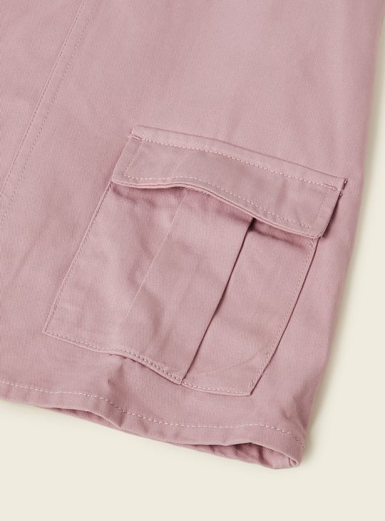 Girls Solid Pinafore Dress with T-shirt