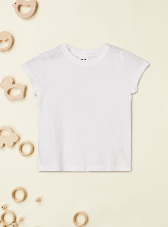 Girls Solid Pinafore Dress with T-shirt