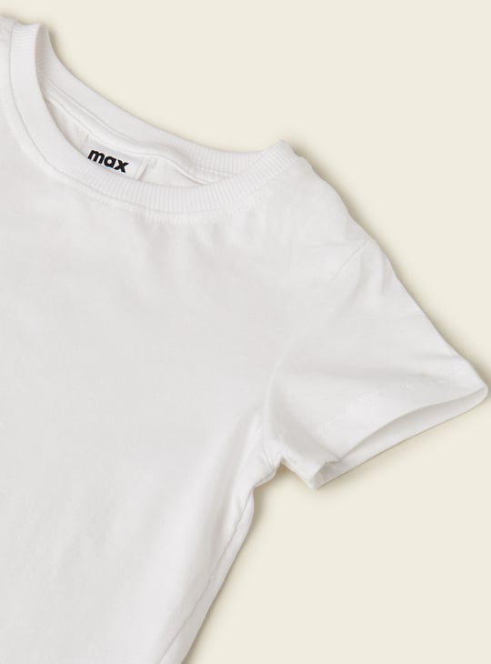 Girls Solid Pinafore Dress with T-shirt