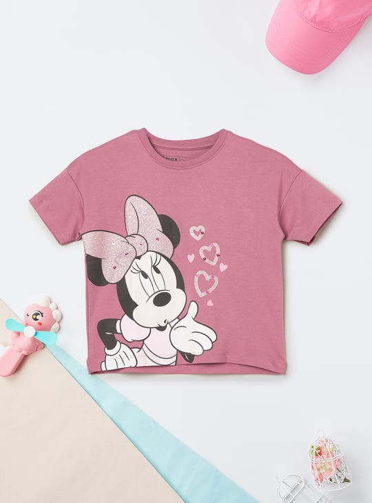 Girls Minnie Mouse Print T-shirt Printed