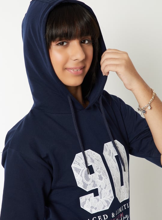 Girls Printed T-shirt Hooded Dress