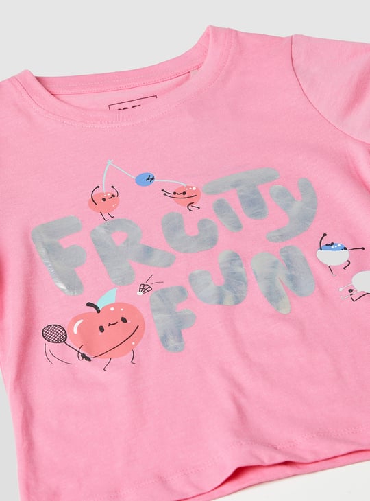 Girls Printed T-shirt Pink Printed