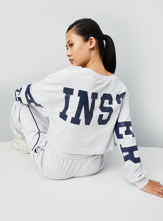 Women Printed Boxy Fit Crop Sports T-shirt