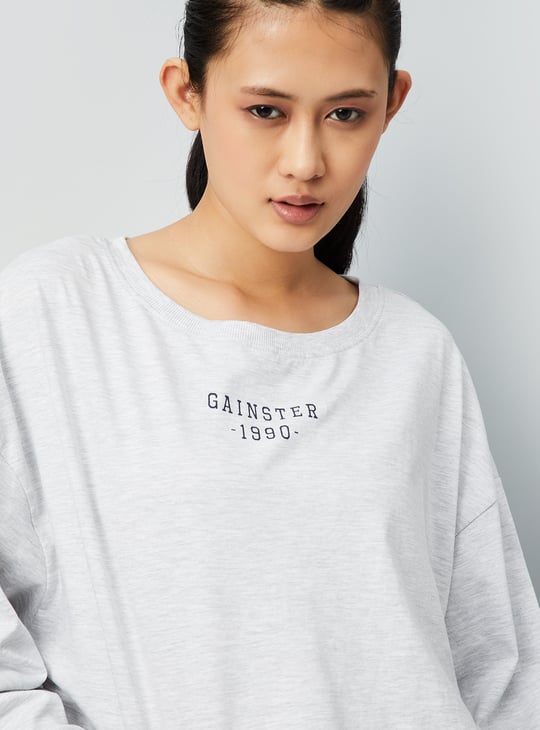 Women Printed Boxy Fit Crop Sports T-shirt