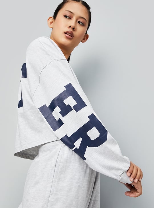 Women Printed Boxy Fit Crop Sports T-shirt